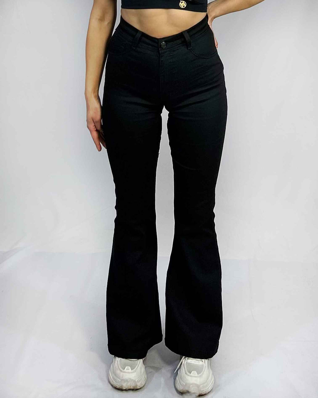 Jeans Flare Negro con Faja Mujer Tiro Alto - Plus Size Chile