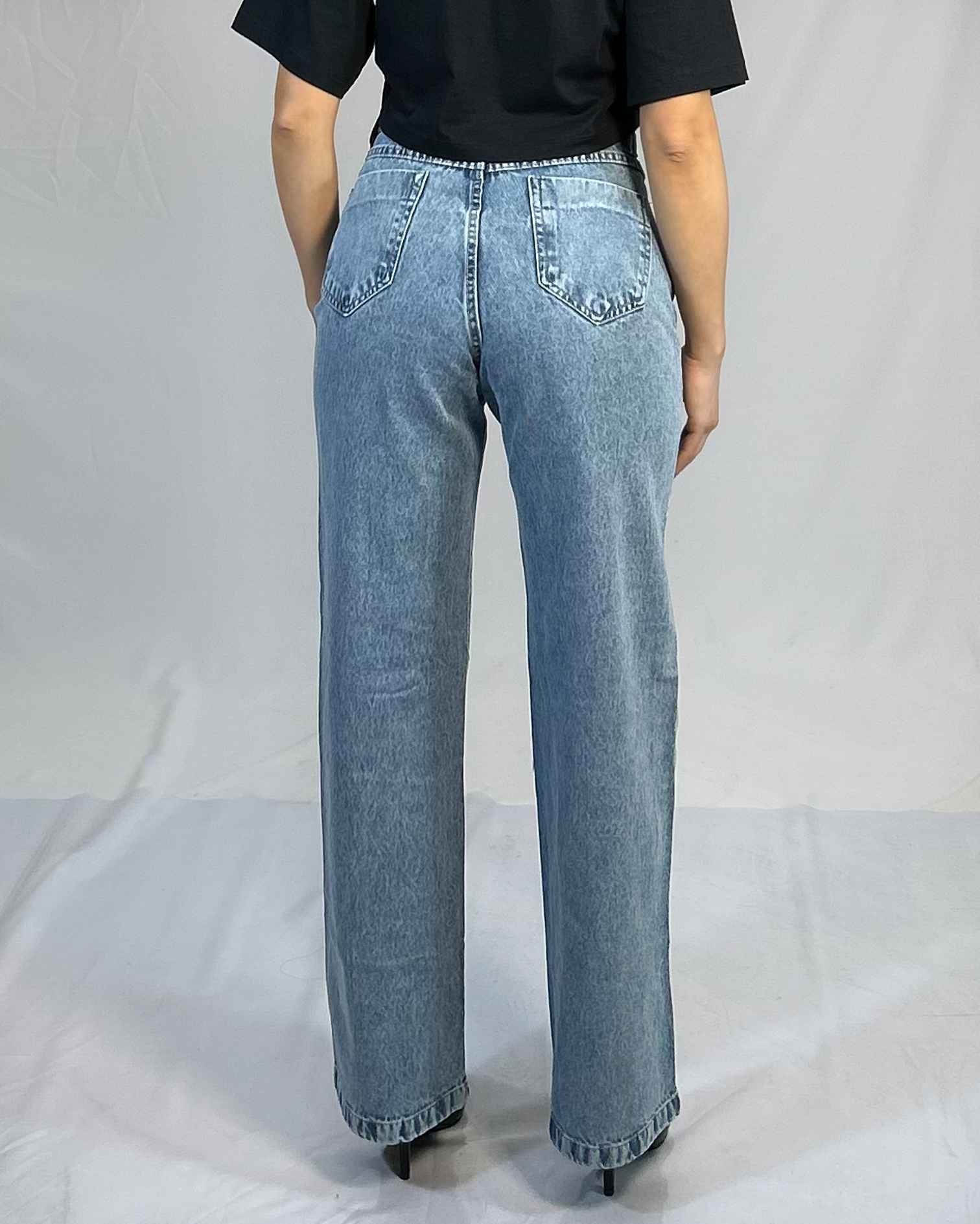 Jeans Wide Leg Celeste Tiro Alto Mujer Plus Size - Push Up Chile