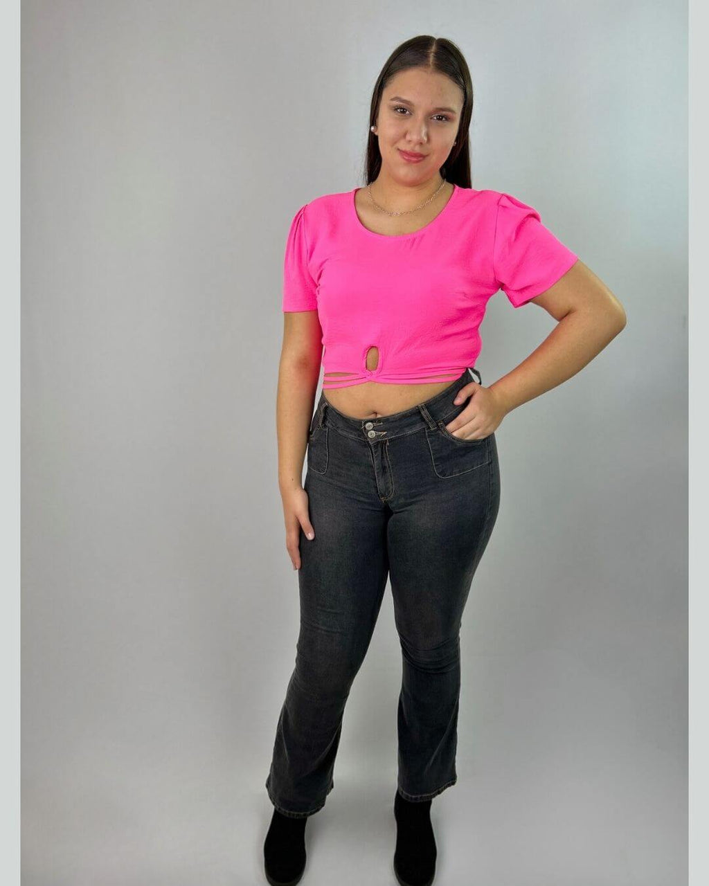Polera Rosa Flúor Mujer Talla Grande - Juvenil Plus Size Chile