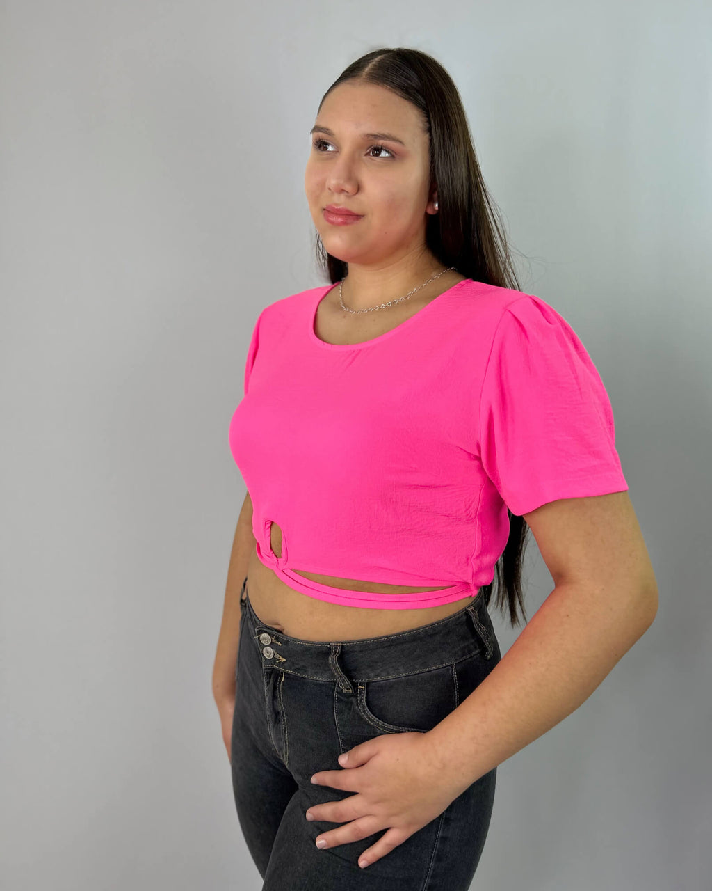 Polera Rosa Flúor Mujer Talla Grande - Juvenil Plus Size Chile