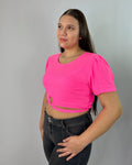 Polera Rosa Flúor Mujer Talla Grande - Juvenil Plus Size Chile