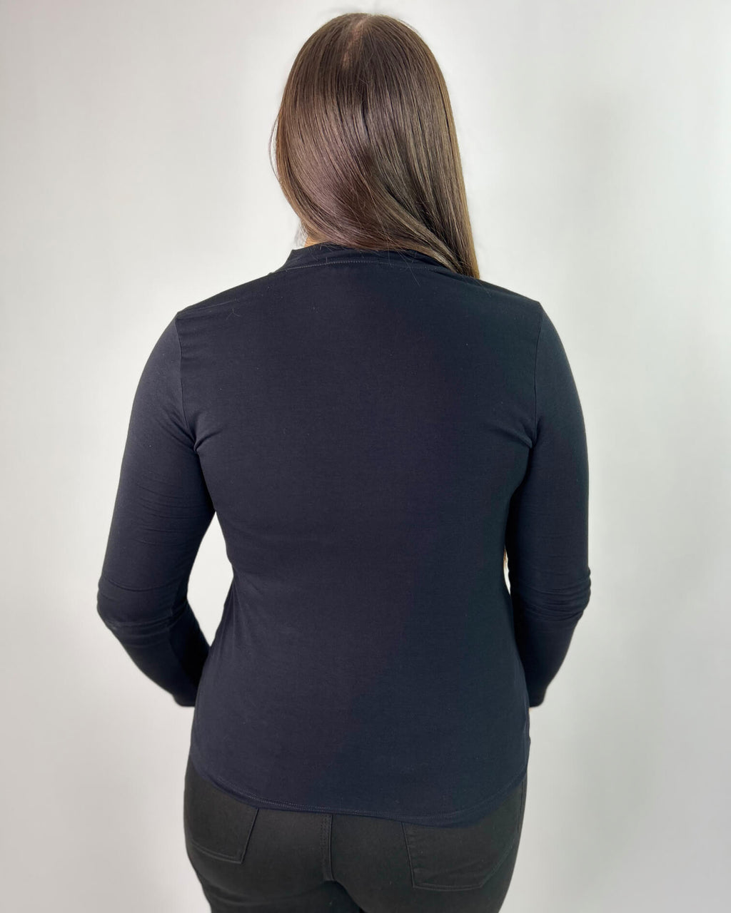 Polera Negra Manga Larga Mujer Talla Grande - Básica Plus Size Chile
