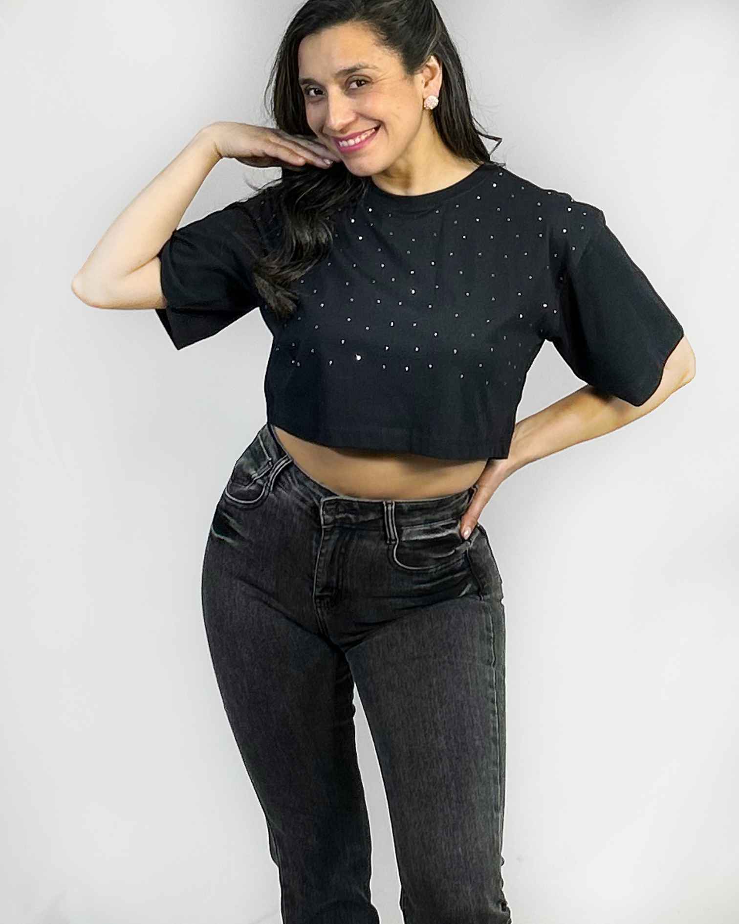 Polera Corta Algodón con Brillo Mujer Juvenil - Ozare Chile