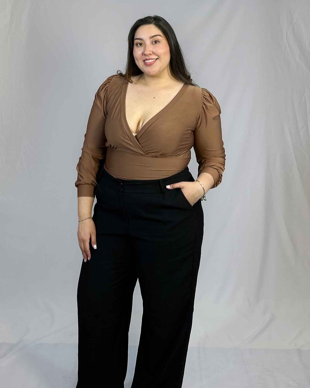 Polera Escote Cruzado Mujer Talla Grande - Juvenil Plus Size Chile