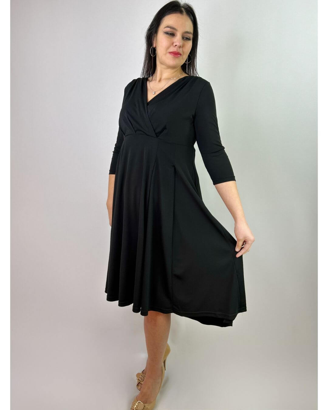 Vestido Negro con Bolsillos Mujer Fiesta - Elegante Plus Size Chile