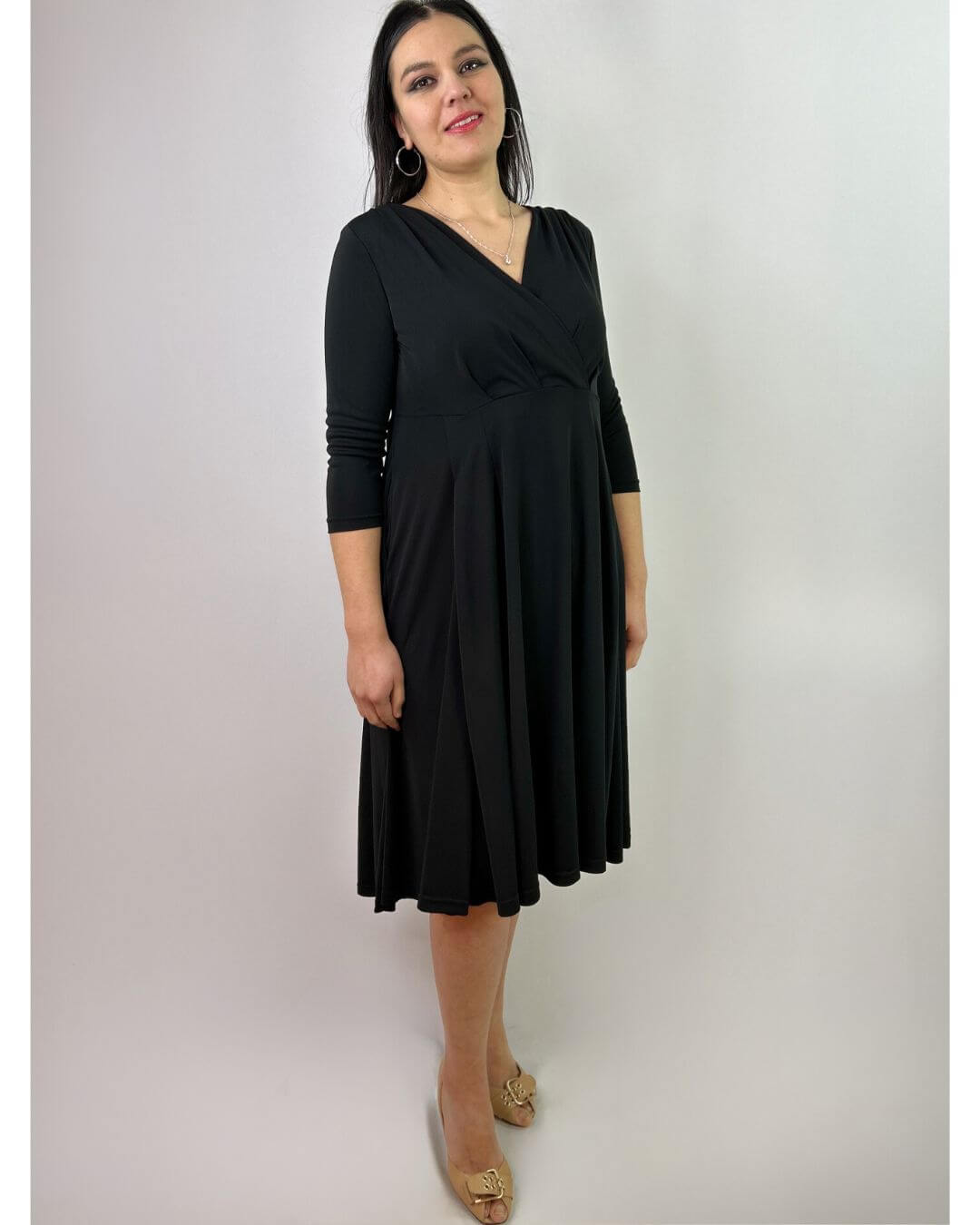 Vestido Negro con Bolsillos Mujer Fiesta - Elegante Plus Size Chile