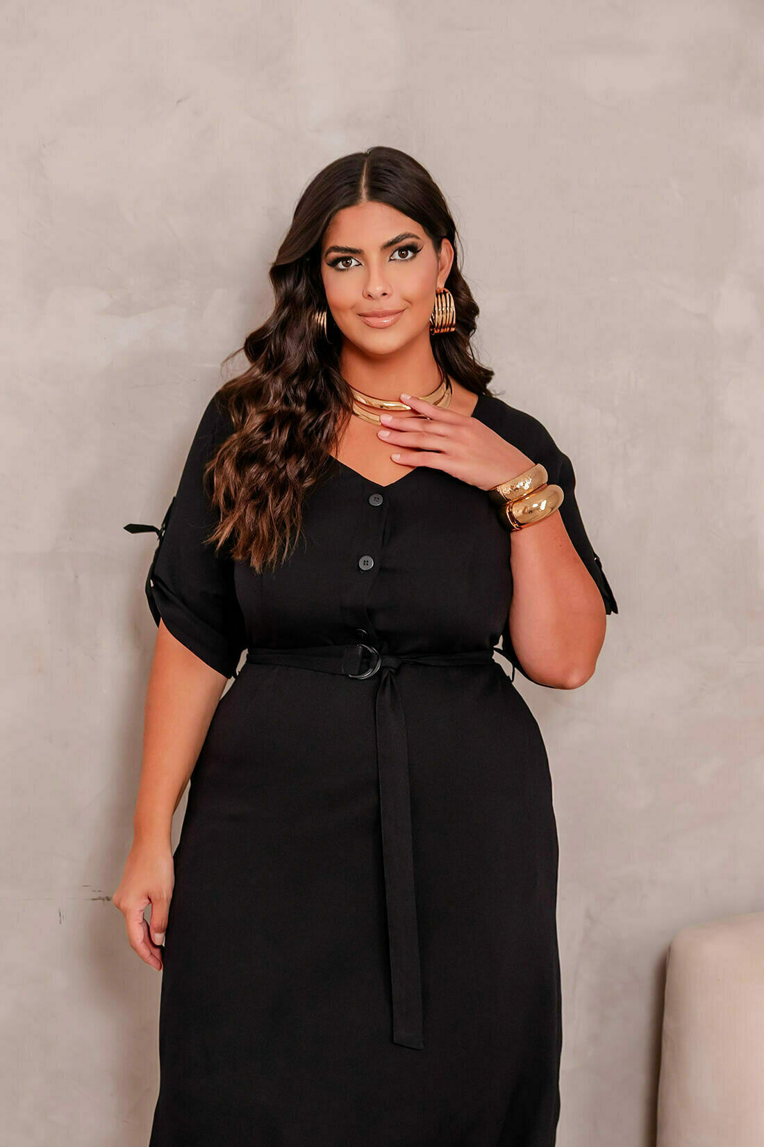 Vestido Negro Mujer Talla Grande - Curvy Elegante Plus Size Chile