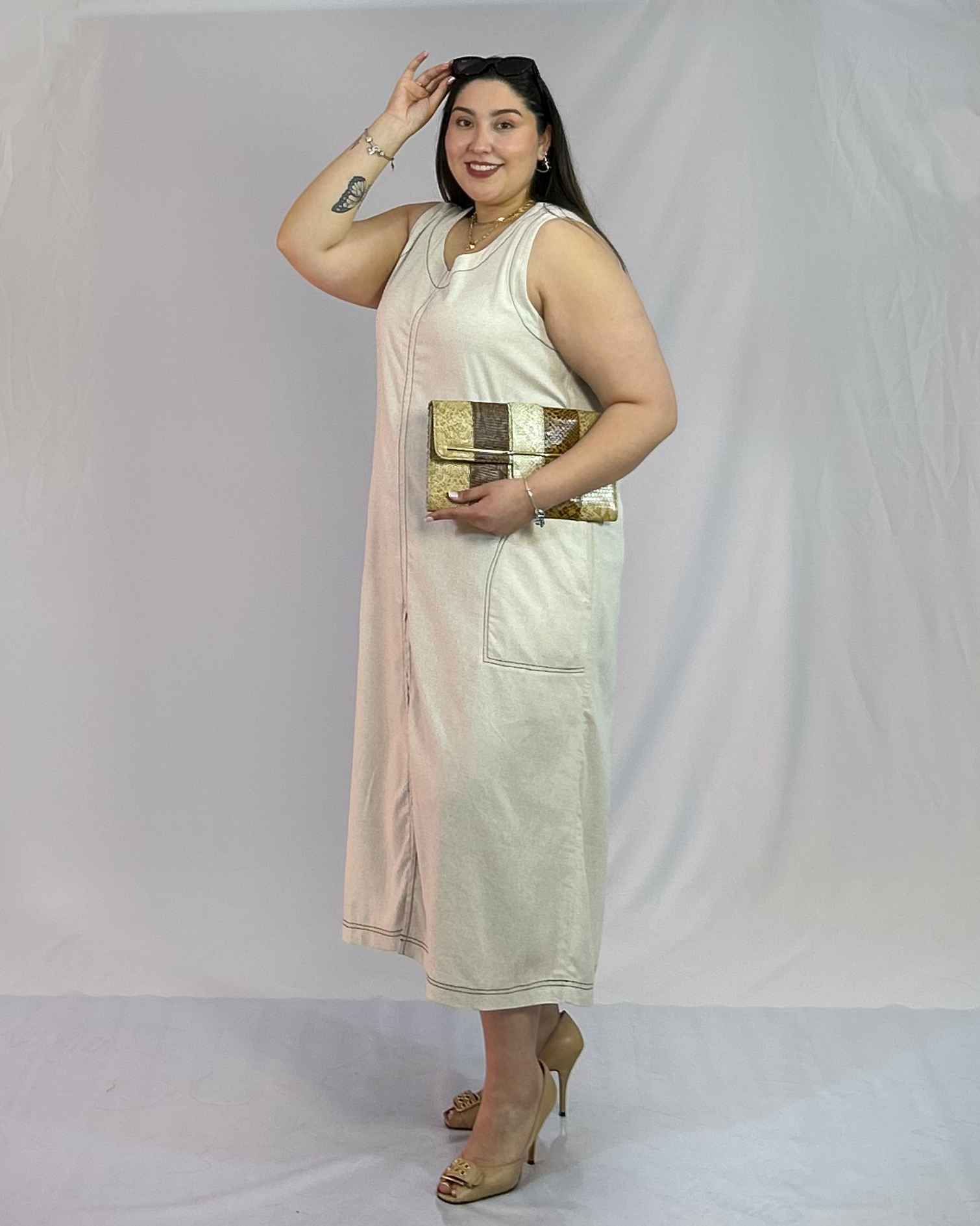 Vestido Largo Lino Mujer Talla Grande - Verano Plus Size Chile