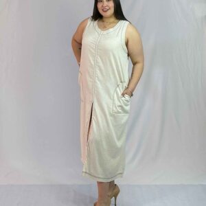 Vestido Largo Lino sin Mangas Mujer| Tallas Grandes Verano