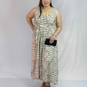 Vestido Maxi Estampado sin Mangas Mujer| Lazo Tallas Grandes Verano