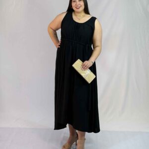 Vestido Largo Negro Pabilo Mujer| Cinto Tallas Grandes Verano